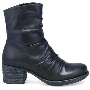 Miz Mooz Gem Dressy Boots Black Ruched Leather Size 6.5/7 US 37 EU NWOB Stylish